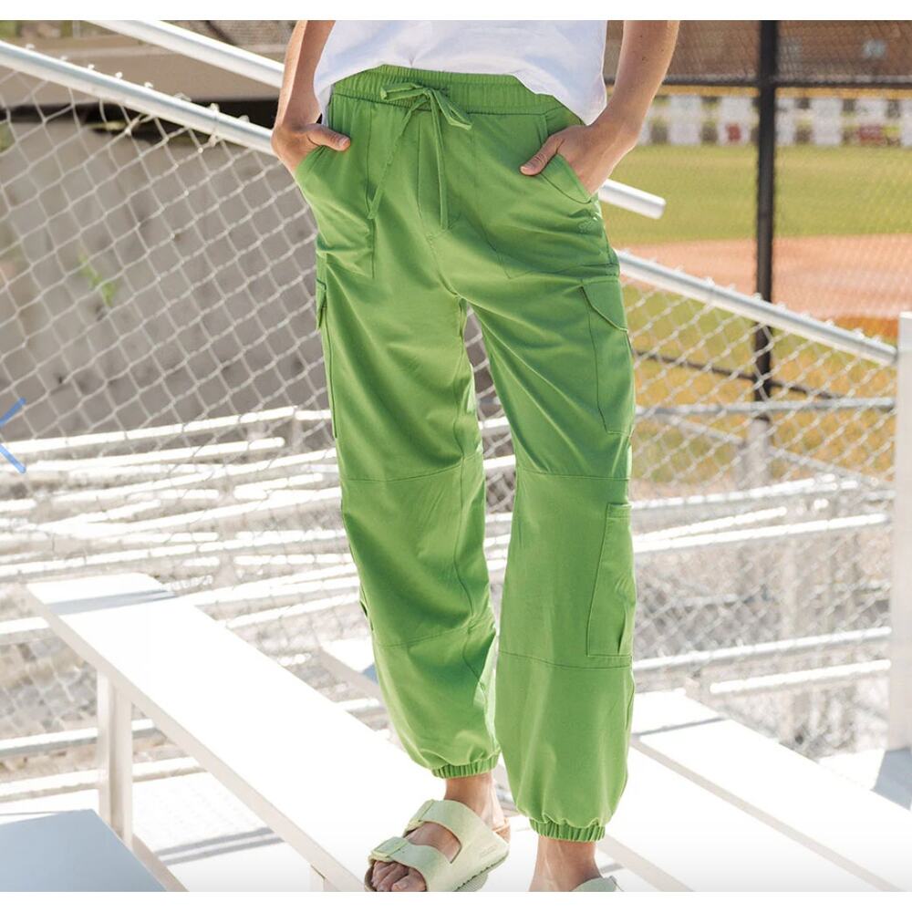 NEW Albion Fit Jetsetter Cargo Joggers Pants Tennis Green Womens Size XXL